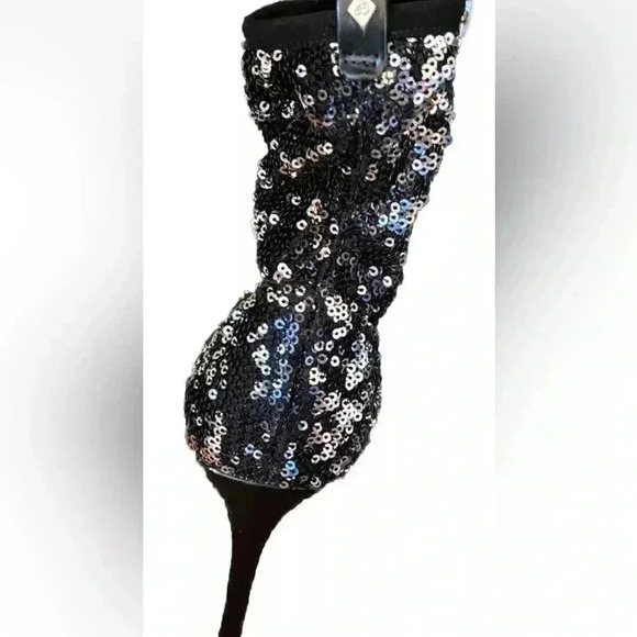 Sam Edelman Black Olson Galaxy Sequin Stiletto Sock Bootie Size 9.5 Sparkle - Picture 9 of 9